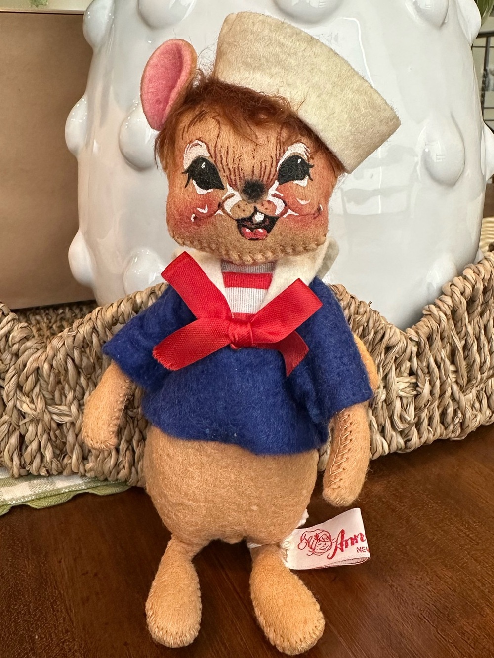 Annalee Plush Sailor Mouse Toy in Blue with Red Bow